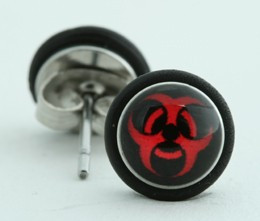 Bio black-red circular reference stud
