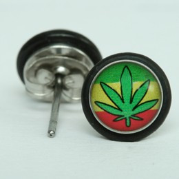 Marijuana L green circular reference stud