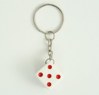 Dice red-white H mix key ring