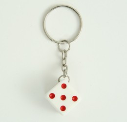 Dice red-white H mix key ring