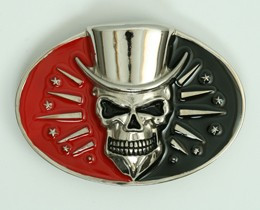 Skull hat black-red extra big buckle
