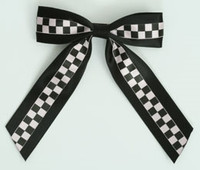 Check Black / Black-White Mix Hair Clips Piece