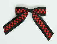 Check Black / Black-Red Mix Hair Clips Piece