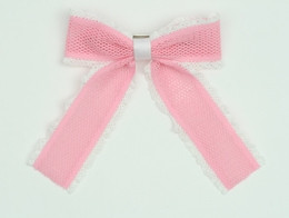 Lace L pink-white mix hair clips piece