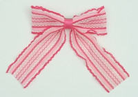 Lace stripe pink-white mix hair clips piece