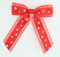 Heart transparent red mix hair clips piece