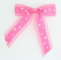 Heart transparent D pink mix hair clips piece