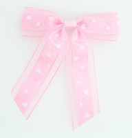 Heart transparent L pink mix hair clips piece