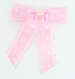 Heart transparent L pink mix hair clips piece