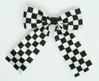 Check black-white wide hair clips piece