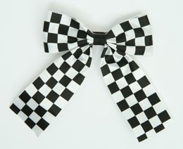 Check black-white wide hair clips piece