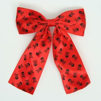 Skull red wide hair clips piece