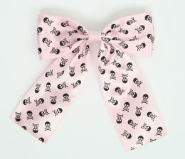 Skull L pink wide hair clips piece