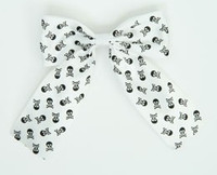 Skull white wide hair clips piece