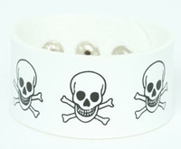 Skull happy white big stripes & checker