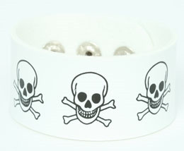 Skull happy white big stripes & checker