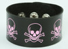 Skull happy black-pink big stripes & checker
