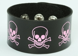 Skull happy black-pink big stripes & checker