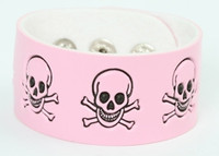 Skull happy pink-black big stripes & checker