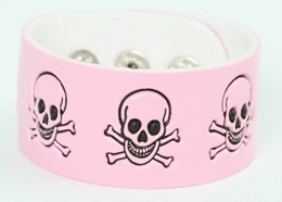Skull happy pink-black big stripes & checker