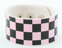 Check L pink-black big stripes & checker