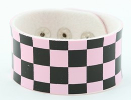 Check L pink-black big stripes & checker