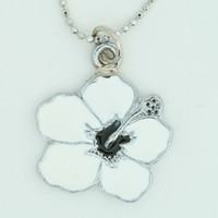 Hibiscus white mix necklace