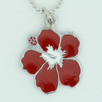 Hibiscus red mix necklace