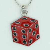 Dice PE red mix necklace