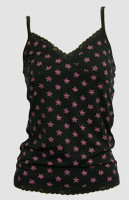 Front - 3D star black-pink top lace top