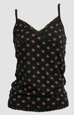 Front - 3D star black-pink top lace top