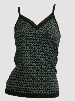 Front - L grafic grey top lace top