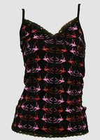 Front - Swallow black-red-pink top lace top
