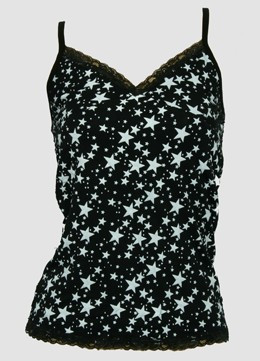 Front - 3 star black-white top lace top