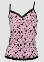 Front - 3 star pink-black top lace top