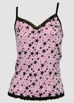 Front - 3 star pink-black top lace top