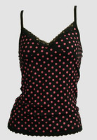 Front - Dot big black-pink top lace top