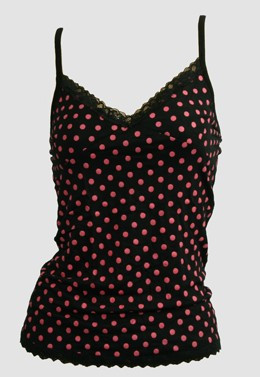 Front - Dot big black-pink top lace top