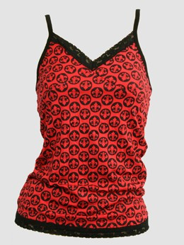 Front - Grafic red top lace top