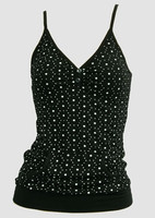 Front - Dot flower black-white top pocket top