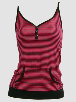 Front - Stripe pink top pocket top