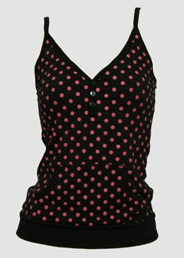Front - Dot big black-pink top pocket top