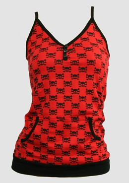 Front - Cute skull red top pocket top