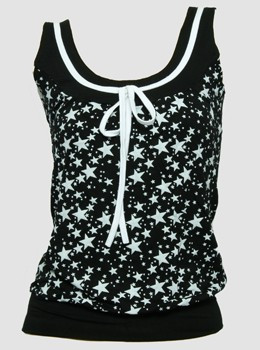 Front - Star black-white top fashion top