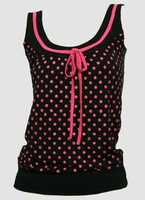 Front - Dot big black-pink top fashion top