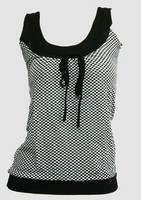 Front - Check black-white top fashion top
