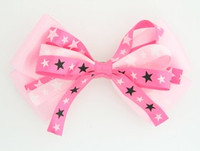 Plain star L.pink-pink big hair clips piece