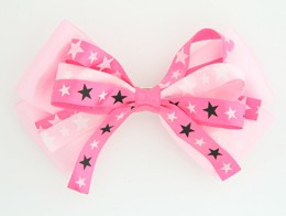 Plain star L.pink-pink big hair clips piece