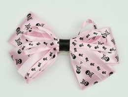 Skull L pink big hair clips piece