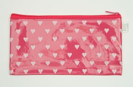 Heart D pink mix cosmetic bag